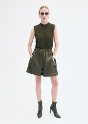 Combat Short in Leather - Olive - CO Collections